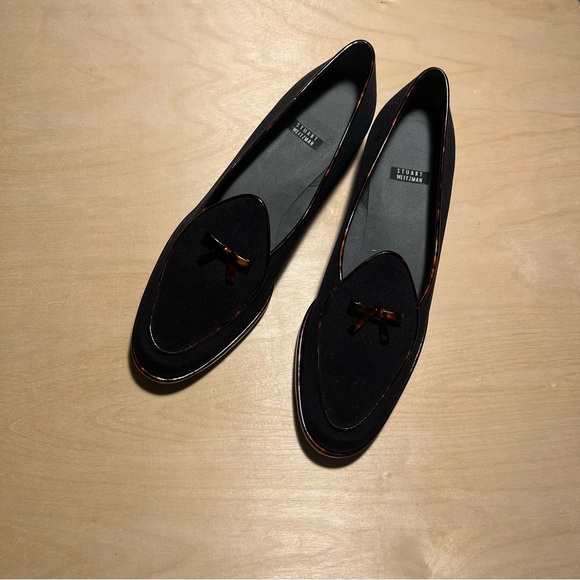 Stuart Weitzman Black Loafers with Tortoiseshell Trim - Picture 2 of 5